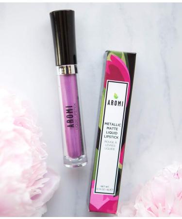 Aromi Purple Lilac Metallic Matte Liquid Lipstick - Shimmery Vegan Cruelty-Free Formula (Purple Unicorn) - Buy Online on GoSupps.com