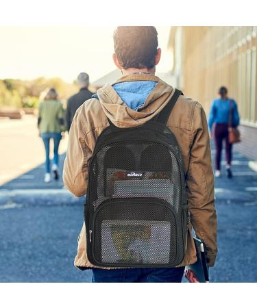 Edraco Heavy Duty Mesh Backpack Mesh Backpack for College Sport Travel Beach Semi-transparent Mesh Bag with Padded Straps - Buy Online on GoSupps.com