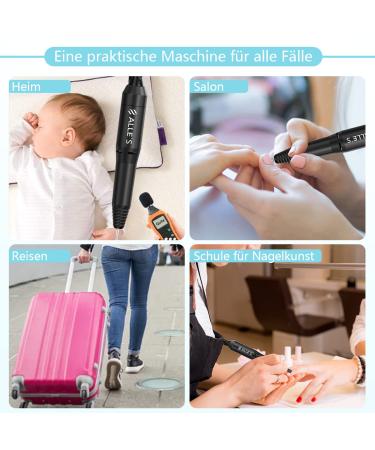 Professional Electric Nail Miller - 20 000 RPM Acrylic Gel Nail Cutter Home & Salon Use Perfect Christmas Gift for Women - Black - Buy Online on GoSupps.com