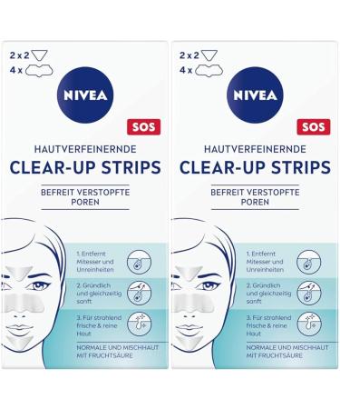 NIVEA skin-tanned clear-up strips (6 pieces) cleaning strips for the face with fruit acid remove blackheads and impurities (pack with 2) 6 pieces (2 pack)
