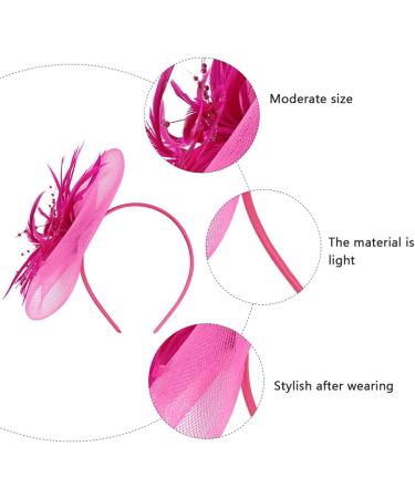 Elegant Rosy Fascinator Hat with Feather & Net | Derby Tea Party Headwear for Women & Girls - Perfect Wedding Accessory - Buy Online on GoSupps.com