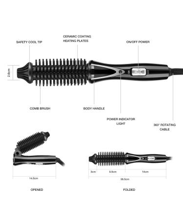 Folding Curly Hair Stick: Ceramic Tourmaline Hair Curler & Anion Hairbrush - UK Plug (110 240V) for Easy Styling - Buy Online on GoSupps.com