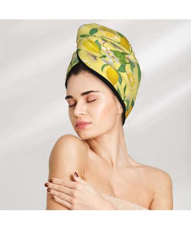 Hair Towel Wrap with Button | Quick Drying Lemon Hair Turban | Soft & Absorbent Hair Drying Towel - Buy Online on GoSupps.com