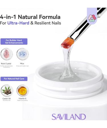  Saviland SAVILAND Super Hard Nail Construction Gel U V 100g Builder Clear Herbal Gel with Mica Vitamin E Castor Oil Strengthening - Buy Online on GoSupps.com