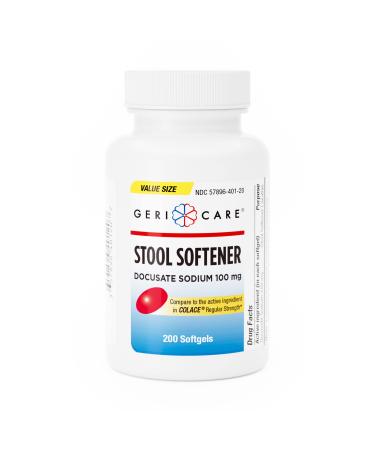 DOCUSATE SODIUM | Stool Softener 100 MG | 200 SOFTGELS Geri Care