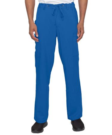 Healing Hands 6 Pocket Mens Scrubs Pant Blue Label 9124 Dylan Drawstring Waist Scrub Pant for Men X-Large Royal