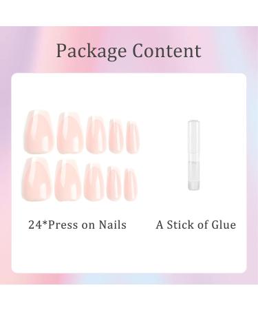 24 Pcs French False Nails - White Tips Press on Nails - Full Cover False Nails Nude White Square Stick on Nails - Fake Nails Stick on Nails for Women and Girls Nail Art Simple French Square - Buy Online on GoSupps.com
