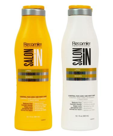 RECAMIER Professional Salon In Hydrating Anti Frizz Curly Hair Shampoo and Conditioner Set with Keratin Damaged Locks Moisturizing Treatment Champu y Acondicionador para Cabello Rizado