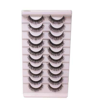 Buy Russian Strip Lashes | Wispy D Curl Faux Mink Eyelashes - 10 Pairs Natural Fluffy Look (12mm) - Buy Online on GoSupps.com
