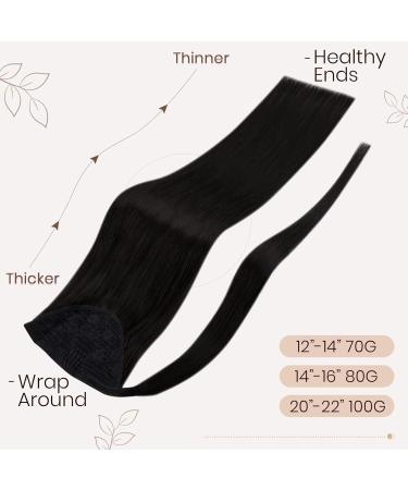 Hetto Real Hair Ponytail Extensions - 30cm Wrap Around 70g #1 Black - Natural Hair Recovery - Buy Online on GoSupps.com