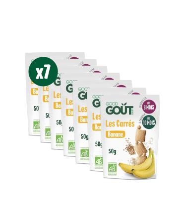 GOOD TASTE - Banana Squares - Baby Biscuits - From 8 Months - Gluten Free - No Added Sugars* - Resealable Bags - 7x50g