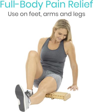 Vive Wooden Foot Massager - Dual Roller for Plantar Fasciitis & Stress Relief - Deep Tissue Shiatsu Therapy - Reflexology Chart Included - Acupressure for Feet & Leg Muscles - Buy Online on GoSupps.com