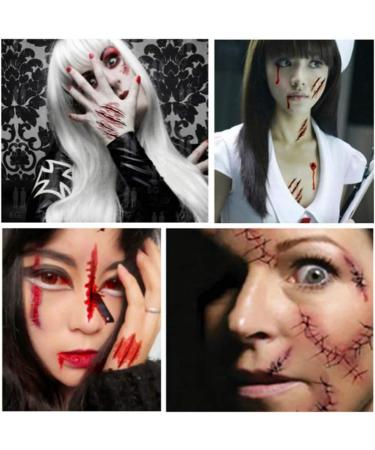 30 Sheets 3D Zombie Scar Tattoos Fake Scars Bloody Costume Makeup Halloween Decoration Horror Wound Scary Blood Injury Sticker Halloween Party Decorations Supplies & Favors - Buy Online on GoSupps.com