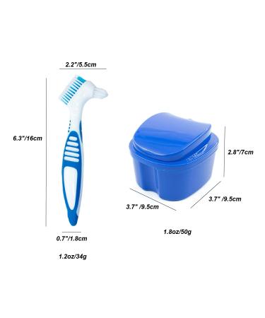 Denture Cups Set with Strainer Basket & Brush - Travel Denture Case for Overnight Cleaning - Blue/Green - Buy Online on GoSupps.com