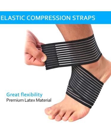 Elfzone Universal Calf Compression Sleeves - Set of 4 - Adjustable Compression Belt for Knee, Ankle, Wrist, Elbow Braces - Black & Skin Color Elastic Bandages - Buy Online on GoSupps.com