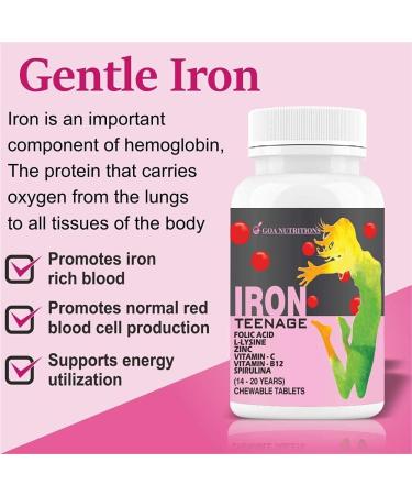 Generic Viva Iron Tablets with Folic Acid Vitamin C B12 lysine Spirulina & Zinc Supplements As Haemoglobin Builder Immunity Boosters Energy for Women Teenager Girls 60 Chewables (Pack of 1) - Buy Online on GoSupps.com