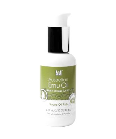 Muscle Rub - Sports Oil Rub with Pure Emu Oil Omega 3 6 9 Tea Tree Oil Vitamin E & Essential Oils - 100mL Deep Heat Rub for Joint Back Muscle Stiffness Cramps & More by Y-Not Natural