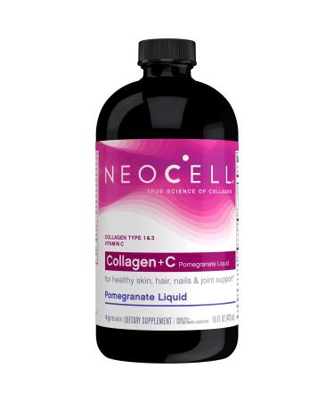 NeoCell Collagen +C Pomegranate Liquid, 4g Collagen Types 1 & 3 Plus Vitamin C, Healthy Skin, Hair, Nails and Joint Support 16 Ounces (Package May Vary) 16 Fl Oz (Pack of 1)