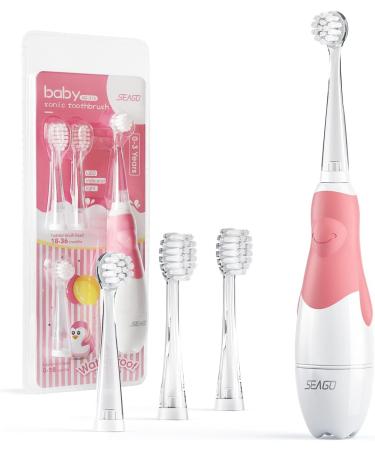 SEAGO SG-513 Electric Sound Toothbrush for Kids 0-3 Years | Waterproof IPX7 LED Light Smart Timer | Includes 4 Brush Heads (Pink) - Buy Online on GoSupps.com