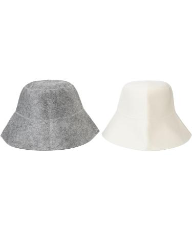2 Pack Sauna Hats - Water Absorbent Felt Vaporarium Head Protection for Men & Women | White & Gray - Buy Online on GoSupps.com