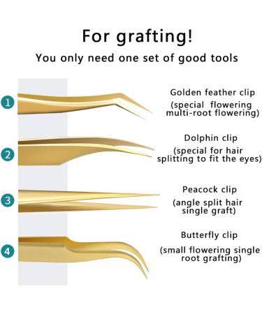Grafted Eyelash Tweezers High-Precision Flowering Tweezers Multi-Functional False Eyelashes Tweezers Tool Special Tweezers for Eyelashes 4 Styles (Peacock Clip) - Buy Online on GoSupps.com