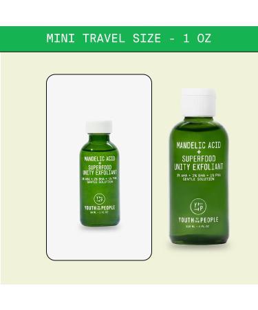 Youth To The People Mandelic Acid + Superfood Unity Exfoliant Travel Size - Gentle Exfoliator with BHA & AHA - Vegan Facial Toner for Clear Pores (1oz) - Buy Online on GoSupps.com