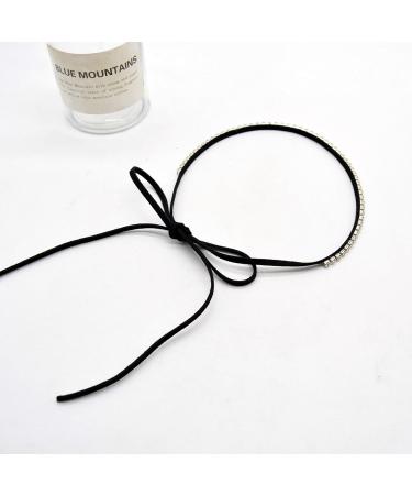 Oralgos Sparkling Rhinestone Choker Necklace - Black Velvet Adjustable Collar with Suede Strass Stones | Unique Jewelry Decoration - Buy Online on GoSupps.com