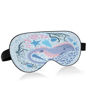 Sleep Mask Light Blocking Watercolor Manta Ray Fishes Eye Mask for Sleeping with Adjustable Strap Underwater Shells Soft Lightweight Eye Cover Blindfold for Men Women Work Travel Naps
