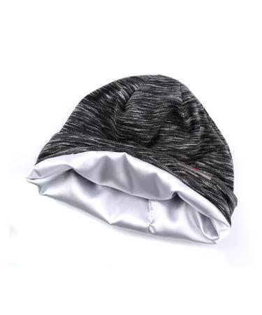 Greatremy Beanie Kids Silky Satin Lined Hair Bonnet Sleep Cap - Adjustable Elastic Band Cotton Hat for Baby Toddler with Natural Curly Hair - Black & White - 0-36 Months - Buy Online on GoSupps.com
