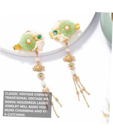 Beaupretty 2 Pairs tassel hair clip Flower Hair Clip hair barrettes for women Chinese Style Hair Clips Bridal Hair Clips decorative chopsticks womens accessories antique jade bride pearl - Buy Online on GoSupps.com