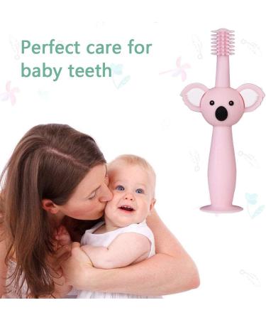 Vicloon Baby and Toddler Toothbrush Set - 3 PCS Soft Silicone Toothbrush with Cute Koala Design | Food Grade, Replacement Heads | Oral Care for 0-3 Year Old (Pink) - Buy Online on GoSupps.com