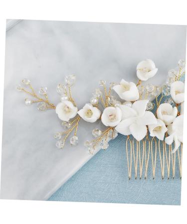 DOITOOL Headpiece Headdress Headpuones Vintage Hair Comb Golden Hair Comb Tiara The Flowers Polymer Clay Bridal Hair Comb Hair Comb for Bride Hanfu Headgear Hair Accessories - Buy Online on GoSupps.com
