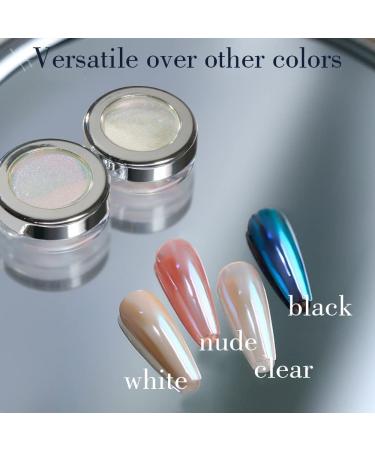 PrettyDiva Aurora Chrome Nail Powder - White Pearl with Multi Color Shifting Metallic Powders for Magic Moonlight Effect on Nails - Buy Online on GoSupps.com
