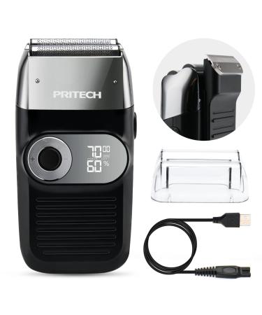 PRITECH Foil and Bald Shavers 2 in 1 Electric Shaver for Men Foil Blade and PopupTrimmer with Rechargeable 3 Adjustable Speeds Men's Beard Shaver (Black Silver) Blacksilver