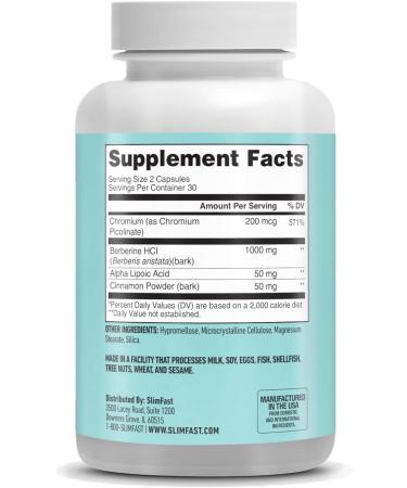 SlimFast Berberine Plus Capsules - Berberine Supplement with HCL Chromium Picolinate Alpha Lipoic Acid & Cinnamon Bark - 60 Count for Weight Management & Metabolism Support - Buy Online on GoSupps.com