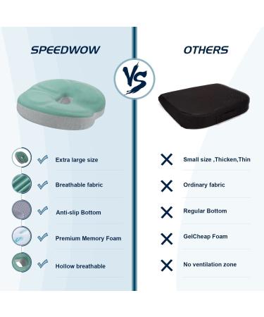 SPEEDWOW Hemorrhoid Donut Pillow - Ergonomic Design for Coccyx, Sciatica & Postpartum Pain Relief - Memory Foam Cushion (Green) - Buy Online on GoSupps.com