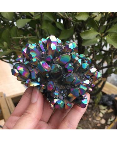 Specimen 200-210g Natural Metal Colour Aura Angel Crystal Cluster Titanium Coating Quartz Angel Cluster Stone Crystal Reiki - Buy Online on GoSupps.com