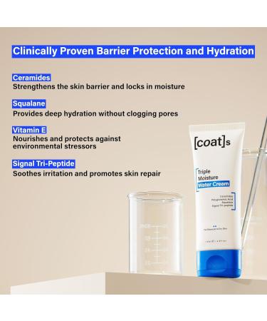 COATS Triple Moisture Water Cream Preppy Skincare- Lightweight Gel Moisturizer Non-Greasy for Balanced Skin Lightweight Hydration Barrier Repair Clean Ingredients Fragrance-Free- 30 Day Supply - Buy Online on GoSupps.com