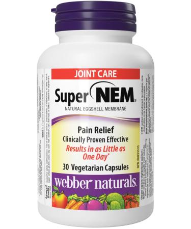 Webber Naturals Super NEM 30 Capsules Natural Eggshell Membrane for Support of Joint Pain and Stiffness Non-GMO Gluten and Dairy Free