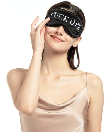 NMM Global 100% Mulberry Silk Sleep Mask | Adjustable Blackout Eye Cover for Men Women Adults | Fuck Off Design | Medium | Pack of 1 - Buy Online on GoSupps.com