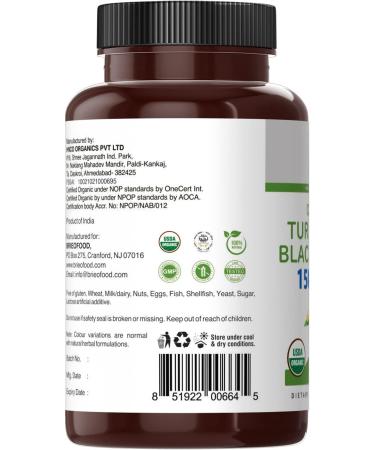 Brieofood Organic Turmeric with Black Pepper 1500mg - 45 Servings - Vegetarian - Gluten Free - 90 Tablets - Buy Online on GoSupps.com