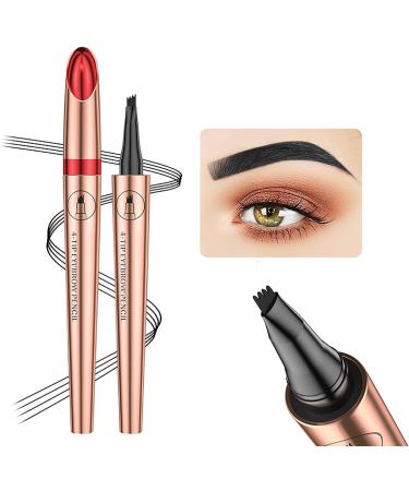 Eyebrow Pencil Eyebrow Pen with 4-Fork Tip Precise Brush Creates Natural Looking Brows Eye Brow Pencils for Women (Black) - Buy Online on GoSupps.com