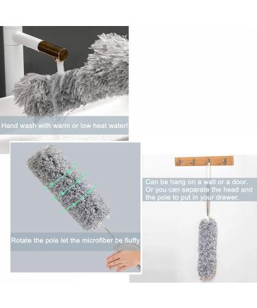 HEOATH Microfiber Feather Duster with Extendable Pole - 30-100 inches, Extra Long Cobweb Duster for Cleaning, Bendable Head - Non-Scratch, Washable Duster for Ceiling, Fan, Furniture - Buy Online on GoSupps.com