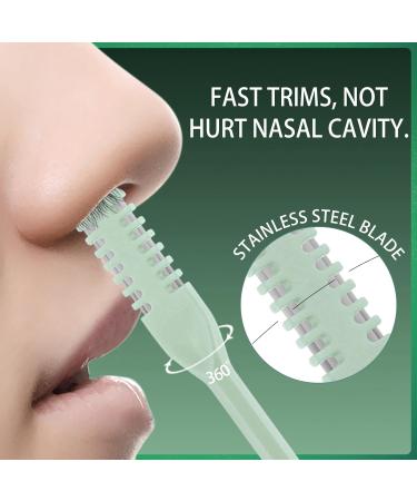 Double Sided Nose Hair Knife - 2-in-1 Nasal Hair Cutter & 360 Rotating Trimmer for Men & Women - Portable Nostril Hair Remover Tool in Green - Buy Online on GoSupps.com