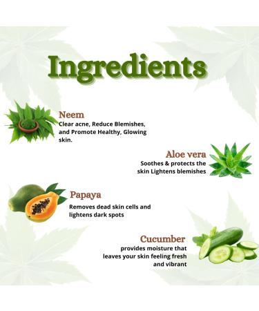 Bella Neem Purifying Face Wash - Value Pack of 4 - Daily Herbal Cleanser for Oily & Acne Prone Skin - With Aloe Vera & Cucumber - Soap-Free & Non-Drying - 4 x 2.12 oz (Total 8.48 oz) - Buy Online on GoSupps.com