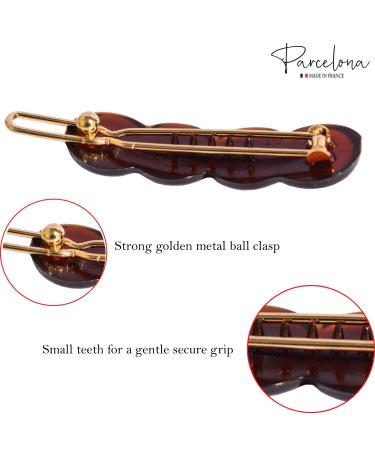Parcelona French Circle Scallop Tortoise Shell Brown Small 1 1/2 Celluloid Hair Clips Set - Pack of 4 for Women and Girls - Buy Online on GoSupps.com