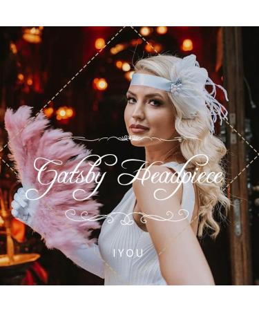 IYOU 1920 Flapper Headpiece Gold Feather Gatsby Headband Vintage Rhinestone Prom Costume Wedding Hair Accessories for Women - Buy Online on GoSupps.com
