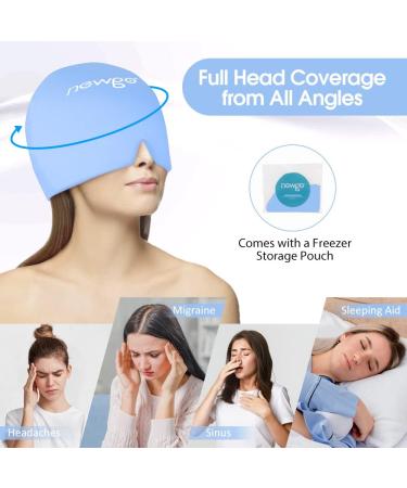 Newgo Migraine Mask & Cap | Full Coverage Ice Headache Relief Hat for Sinus & Stress - Light Blue - Buy Online on GoSupps.com