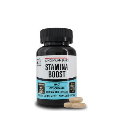 JUNG KWAN JANG Men's Stamina Boost with Korean Red Ginseng Maca and Octacosanol for Men's Health and Energy Supplement 60 Capsules STAMINA BOOST with Maca