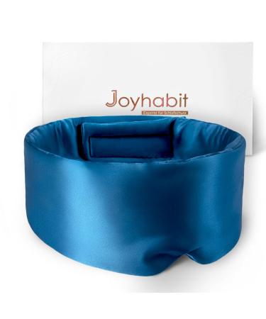 Joyhabit silk sleep mask for men and women extra large and adjustable eye mask in a cloud curve design for breaks and night sleep royal blue
